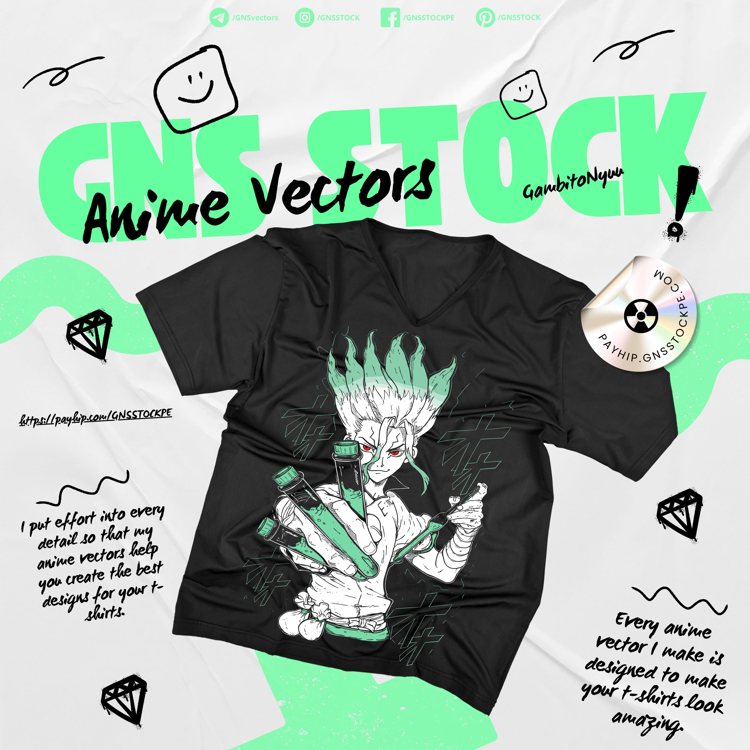 Anime Vector – Senku Ishigami | Dr. Stone | Design for DTF, Sublimation ...