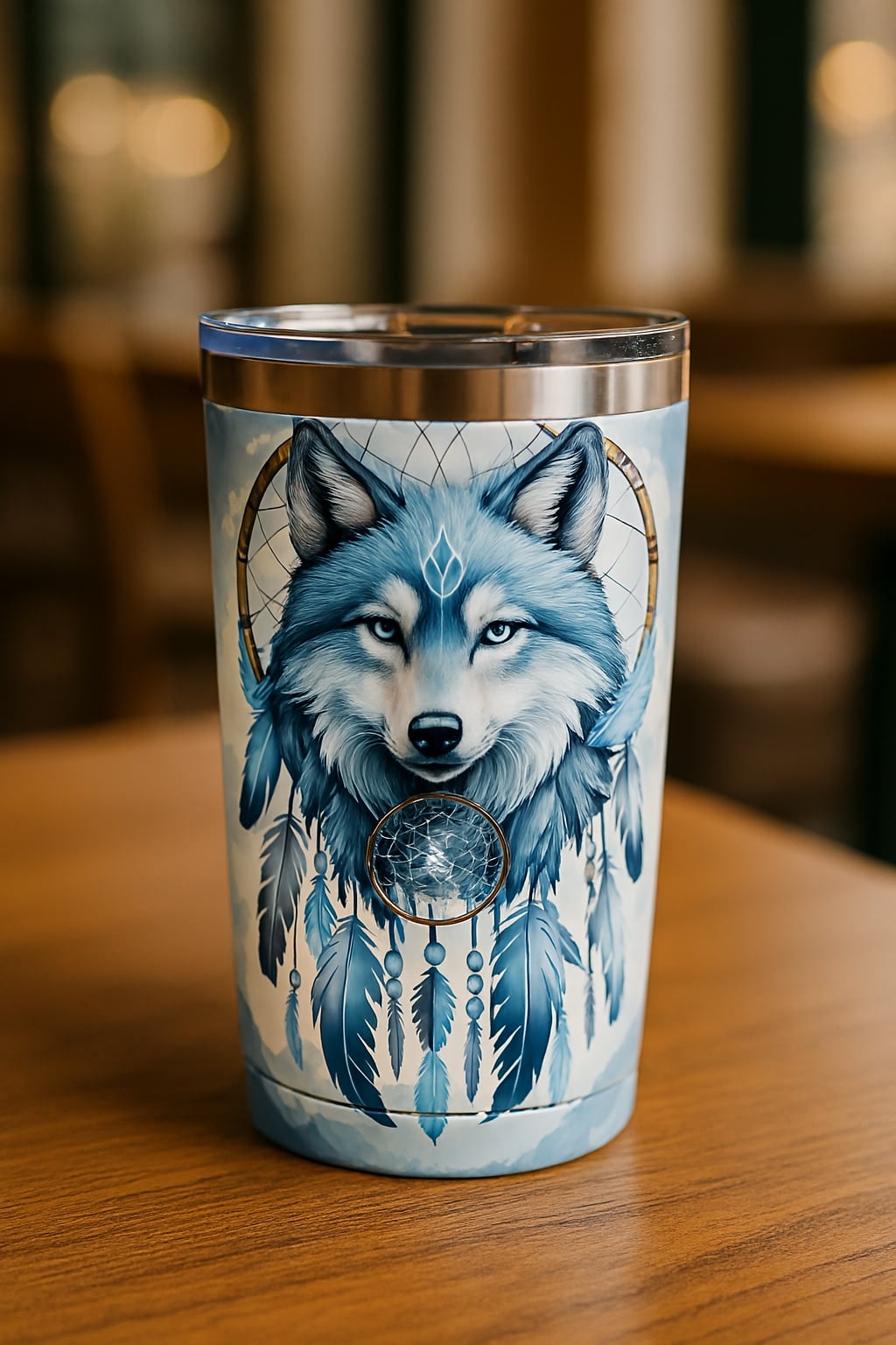 Make Every Sip Stylish with Printable Tumbler Art Dream Catcher Wolf