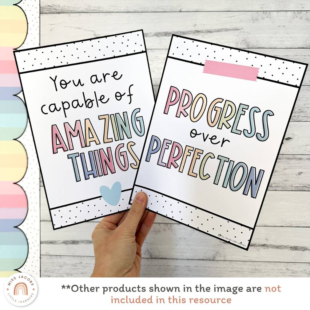 Inspirational Posters | Pastel | Motivational Growth Mindset Bulletin Board