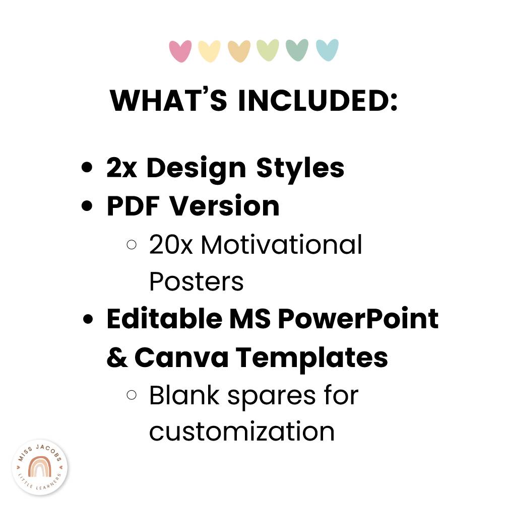 Inspirational Posters | Pastel | Motivational Growth Mindset Bulletin Board