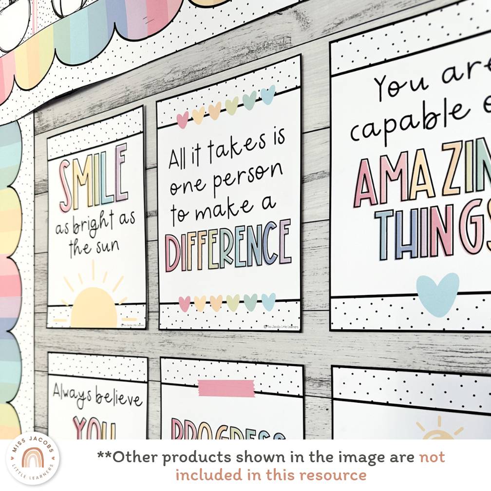 Inspirational Posters | Pastel | Motivational Growth Mindset Bulletin Board