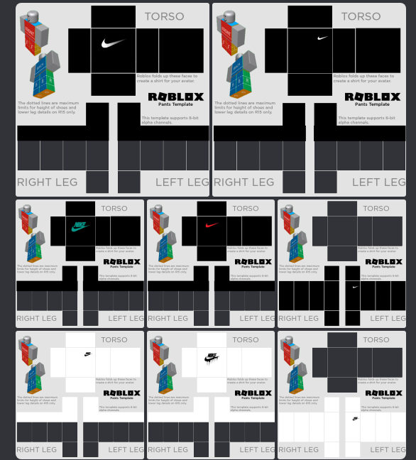 Roblox Free Nike Style Clothing Templates Shirts Pants Pack