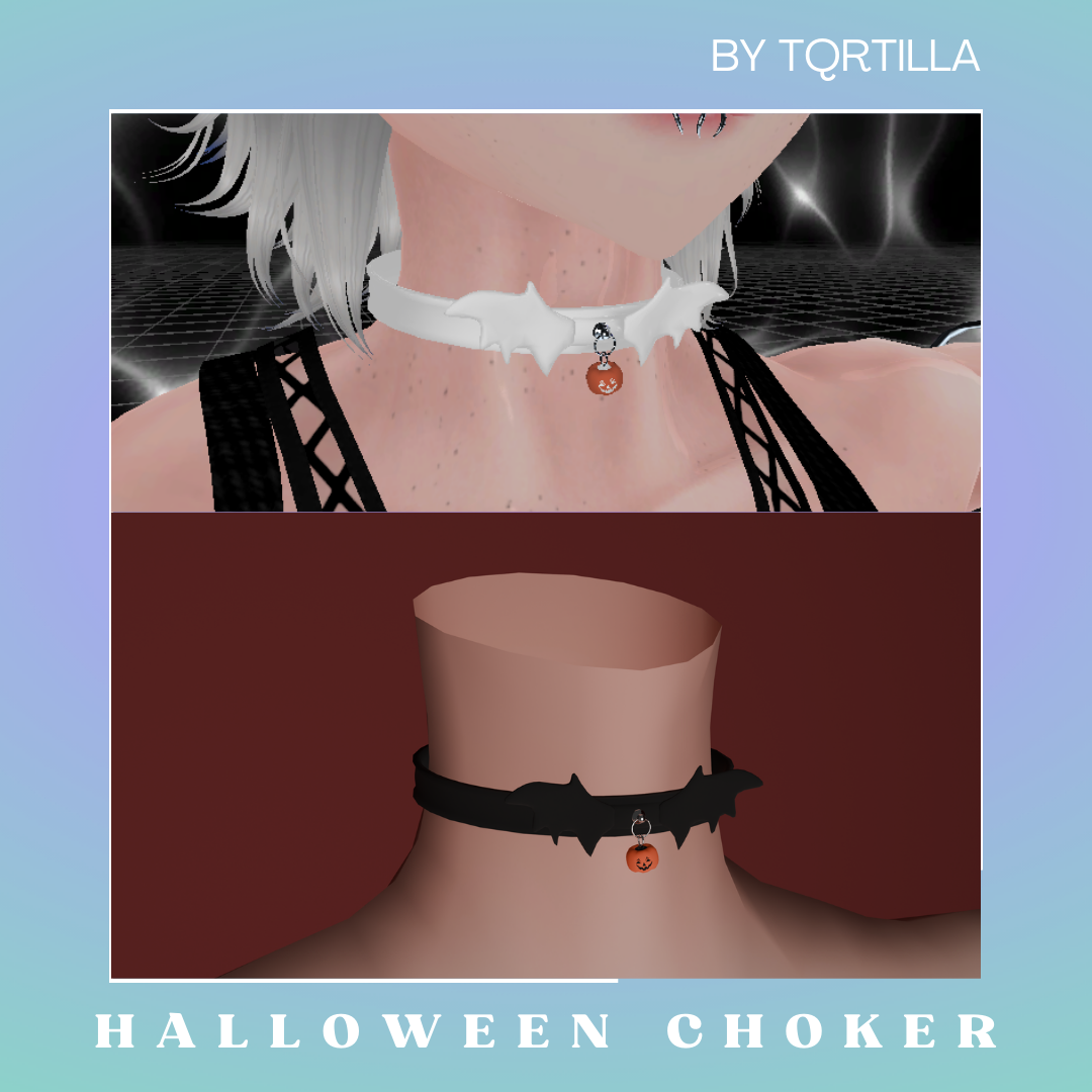 𝜗𝜚⋆₊˚ Halloween Bat Choker w/Pumpkin~ Server Freebie