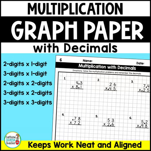 Multiplying Decimals with 2-Digit and 3-Digit Standard Algorithm on Graph Paper