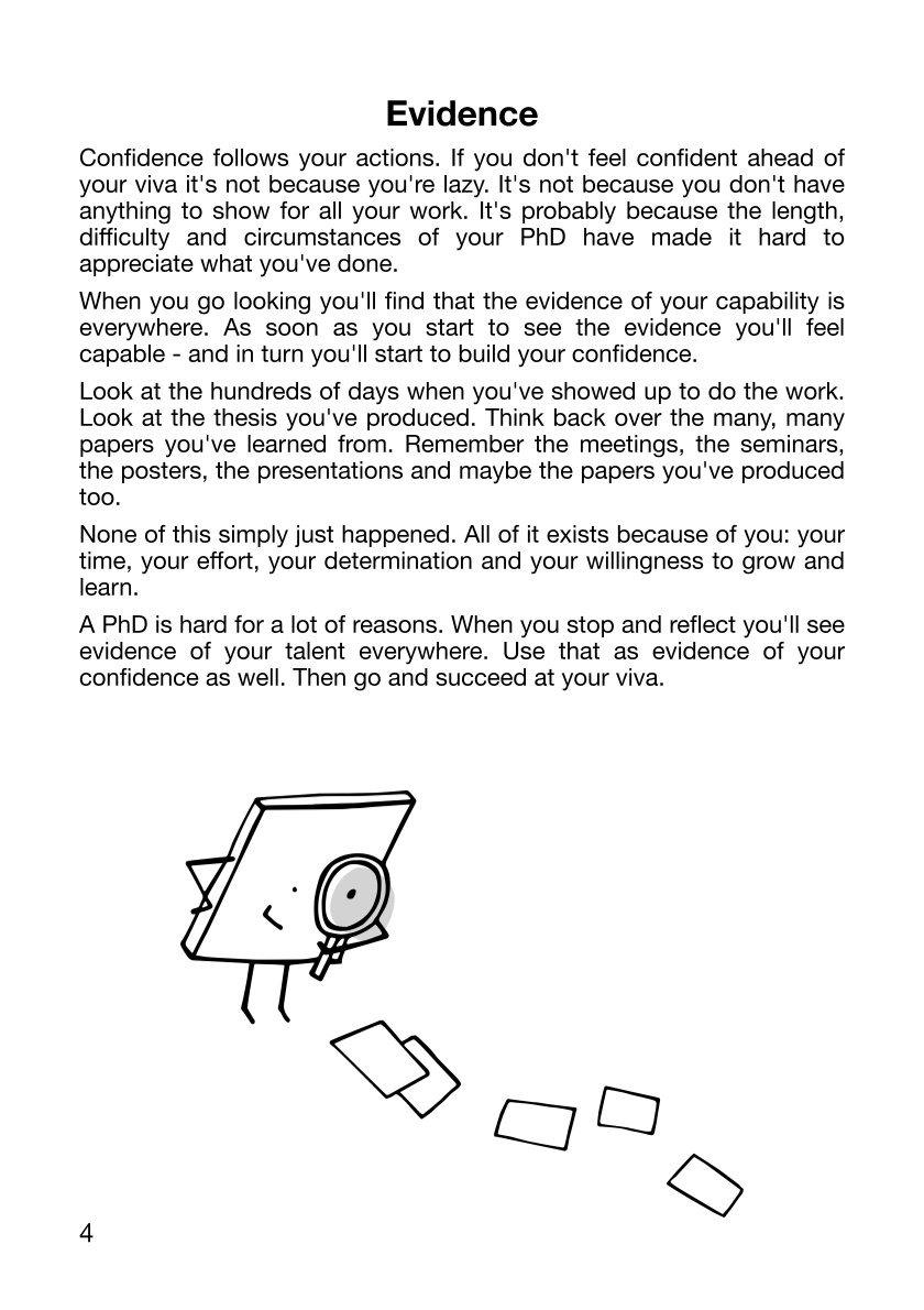 Page 4. A post from the Viva Survivors archive titled "Evidence". Bottom part of the page shows a cartoon character with a magnifying glass looking for clues