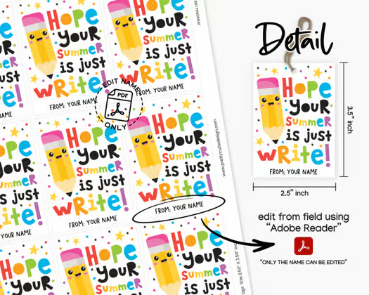 Hope Your Summer Is Just Write Gift Tags, End of Year Student Printable