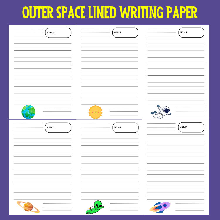 Outer Space-Themed Lined Writing Paper for Creative Writing