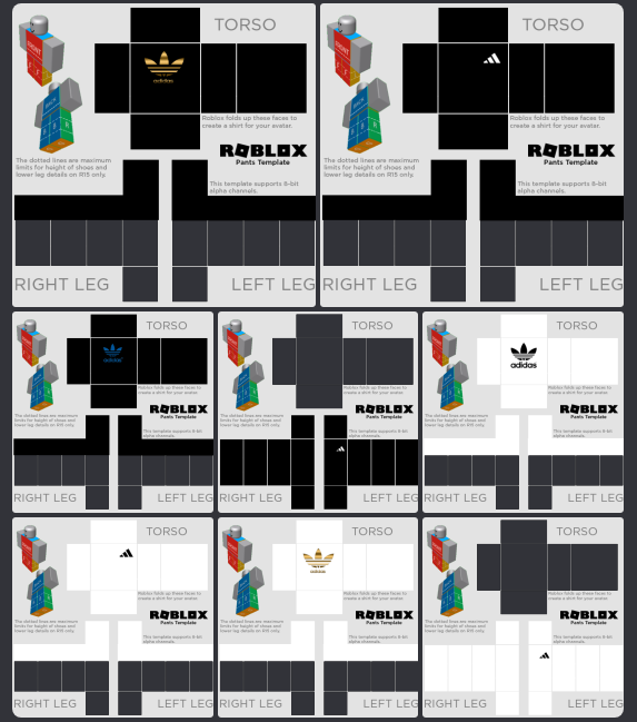 FREE Roblox Adidas Clothing Templates 9 Pack