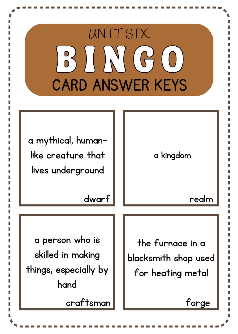 CKLA Grade 3 Unit 6 Vocabulary BINGO Game | Tier 3 Domain Words
