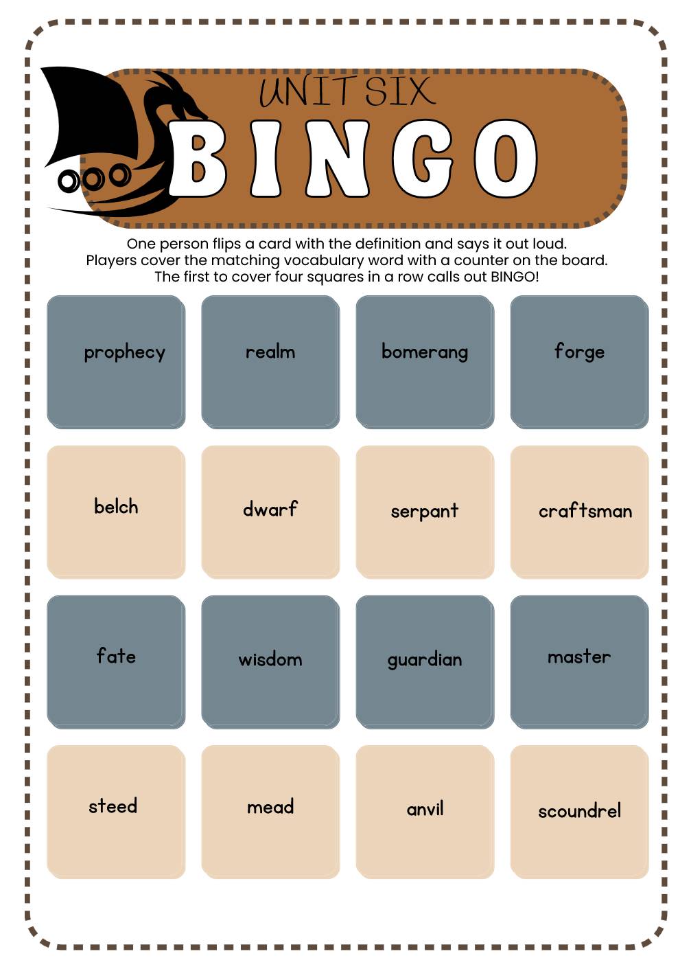 CKLA Grade 3 Unit 6 Vocabulary BINGO Game | Tier 3 Domain Words