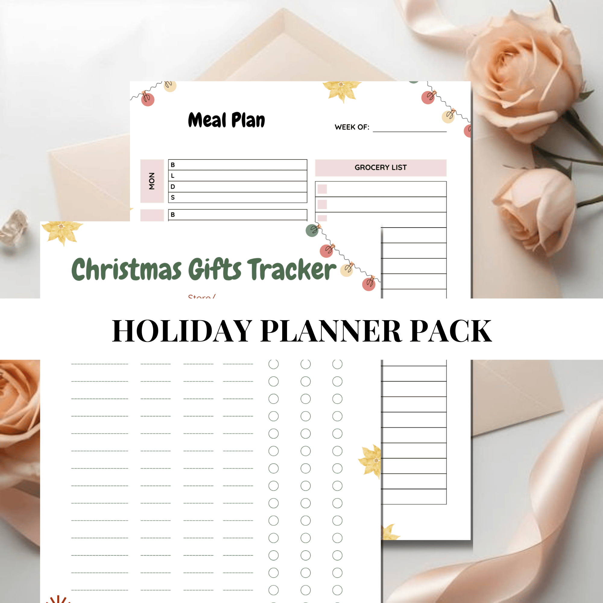 Holiday Planner Pack, Printable Organizer PDF, Christmas New Year Gift ...