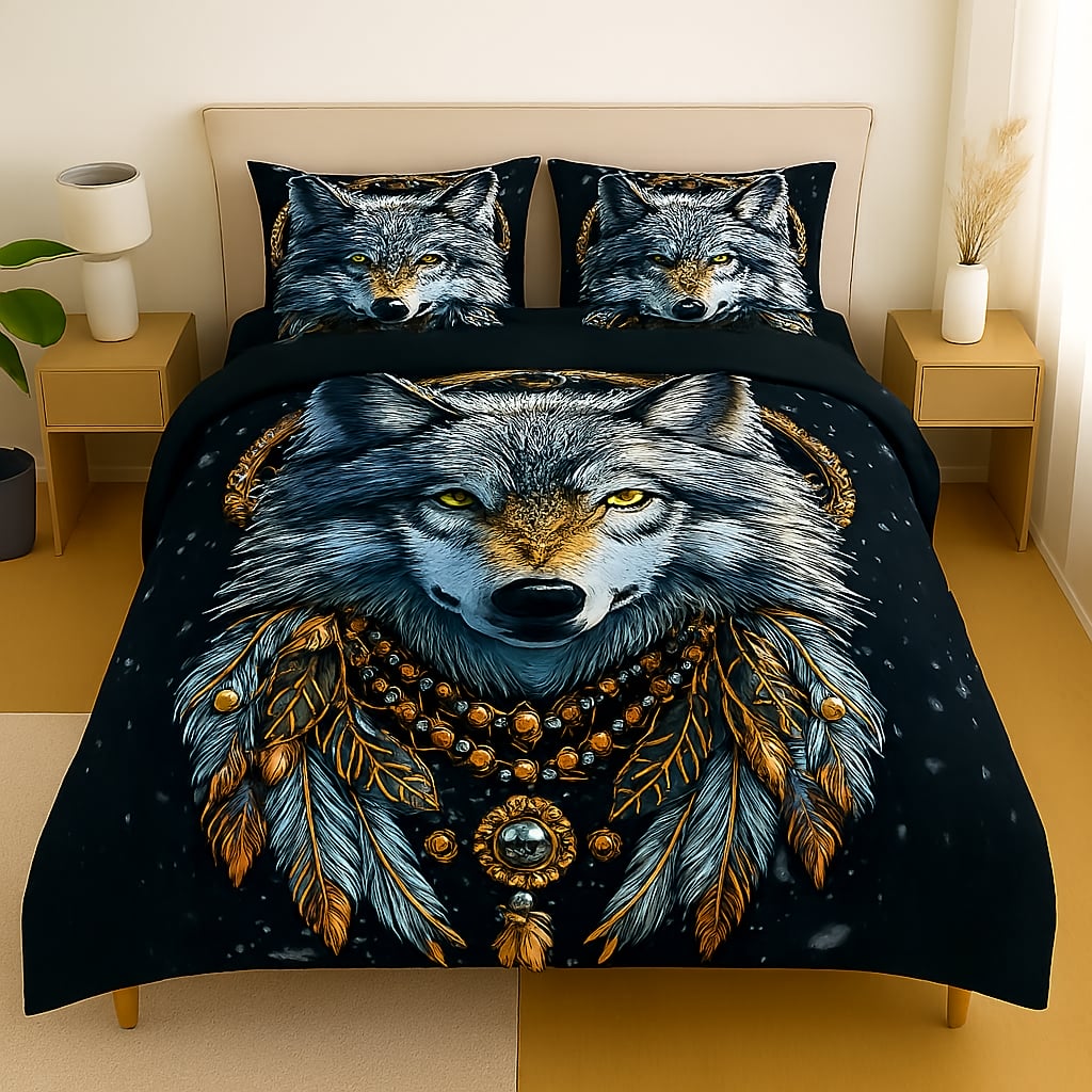 Nature-Inspired Bedding Prints — Cozy Meets Untamed Royal Wolf