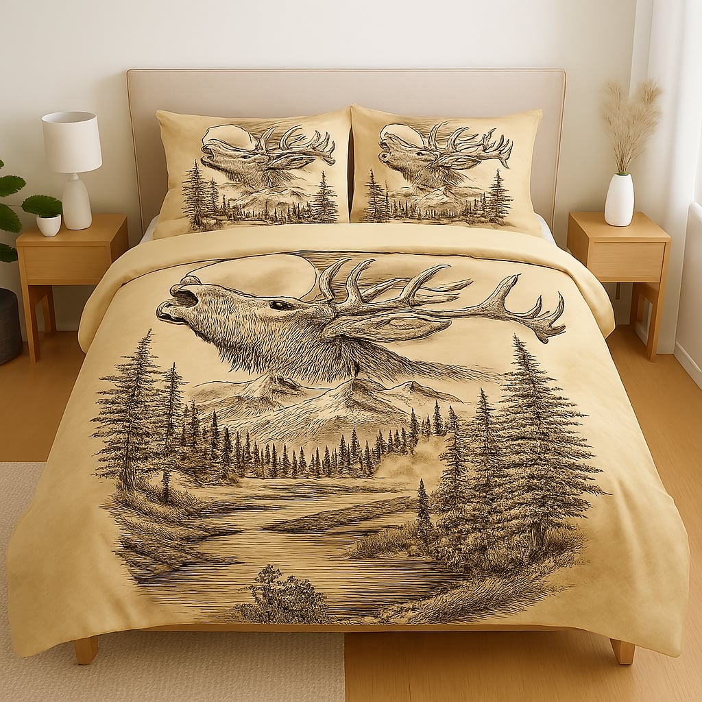 Nature-Inspired Bedding Prints — Cozy Meets Untamed Elk