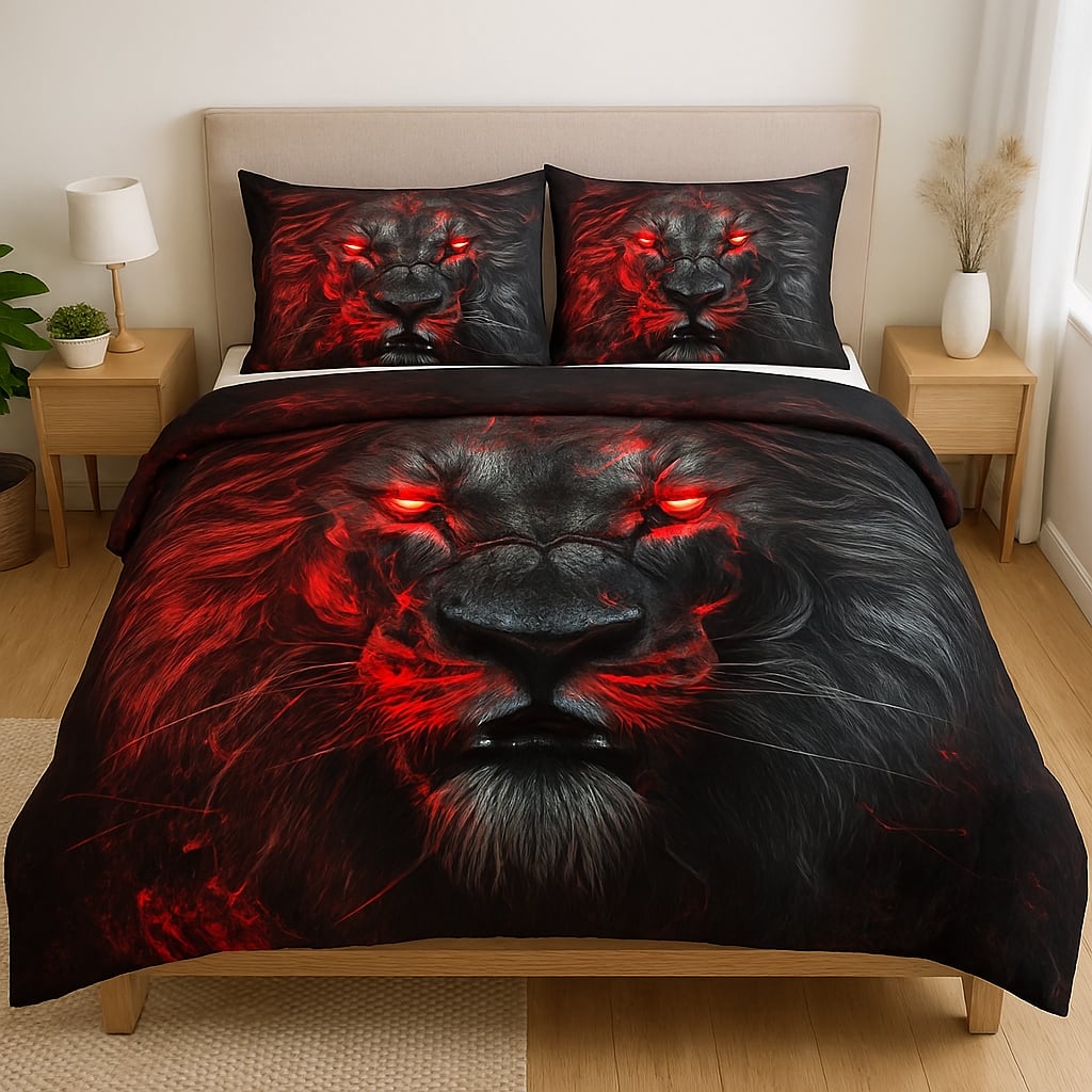 Nature-Inspired Bedding Prints — Cozy Meets Untamed Crimson Red