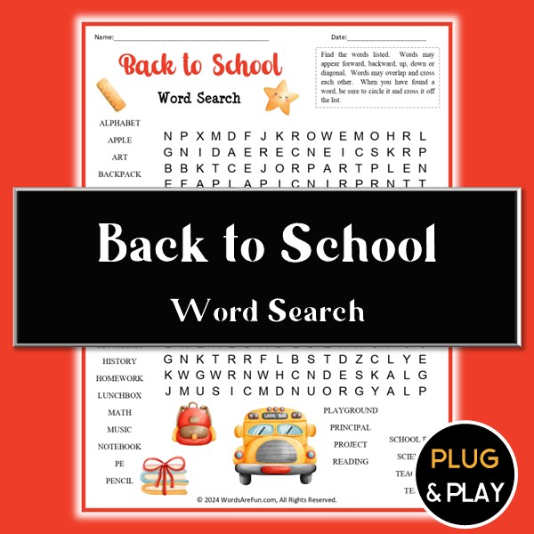 Back to School Word Search Puzzle | Printable Classroom Activity for ...