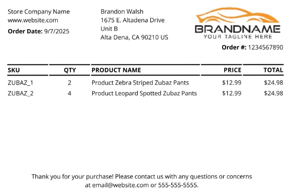 4x6 landscape packing slip template for shipstation