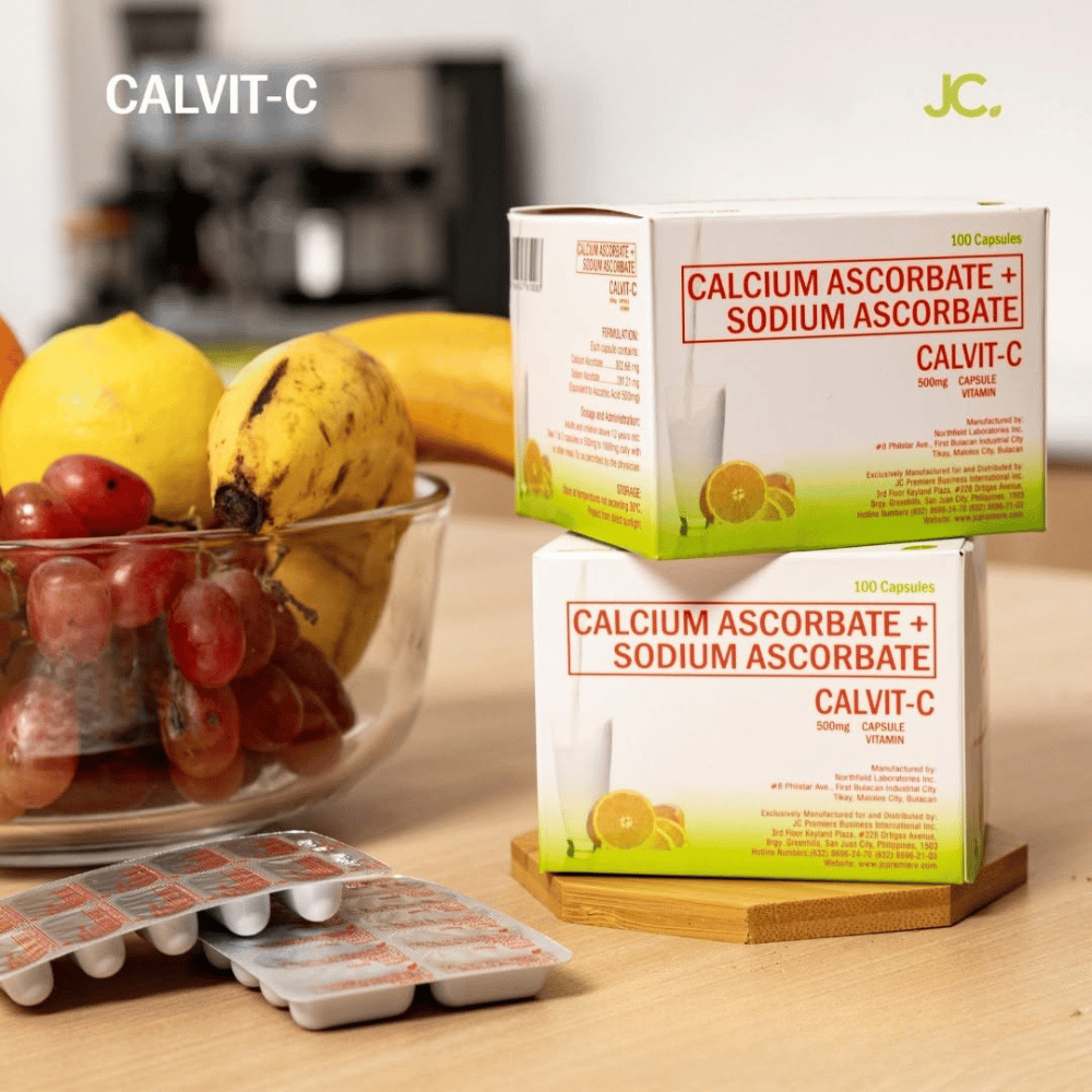 JC Premiere CalVit-C 500mg Capsules | Boost Immunity, Strengthen Bones & Promote Radiant Skin, 100 Caps Pack