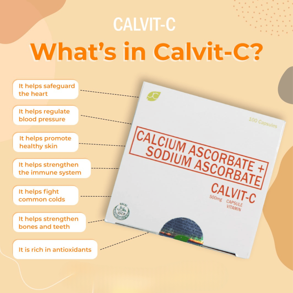 JC Premiere CalVit-C Supplement | Non-Acidic Vitamin C with Calcium, Antioxidants & Heart Health Support