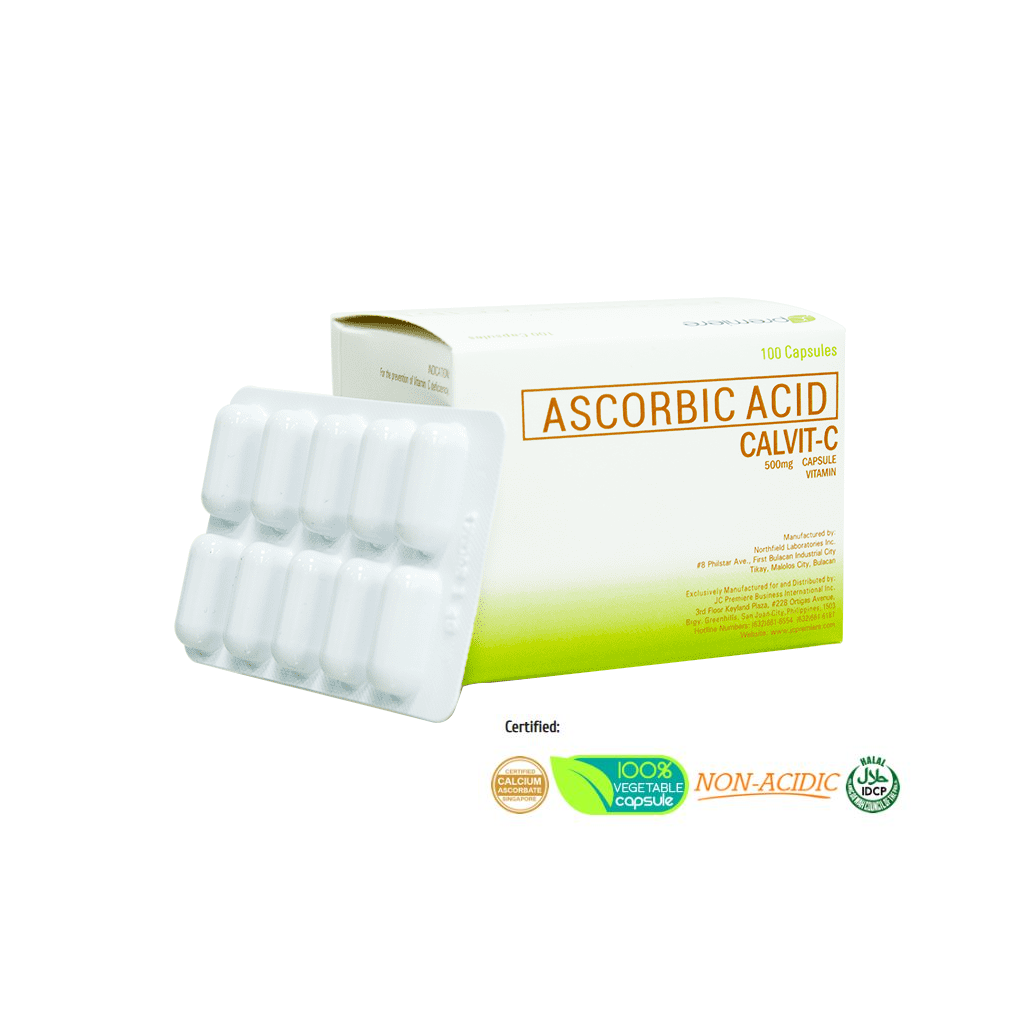 JC Premiere CalVit-C 500mg | Non-Acidic Calcium Ascorbate Vitamin C, Antioxidant Supplement for Immunity & Wellness