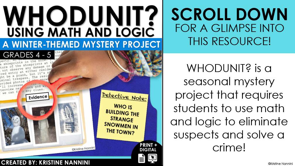 Winter Math Logic Puzzles and Whodunit Bundle | Early Finishers Activities