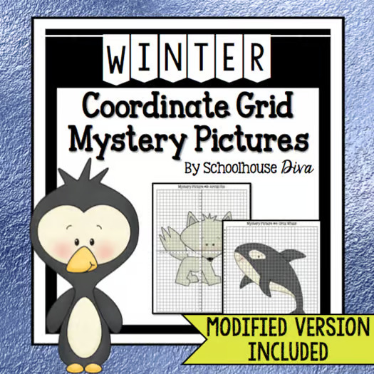 Winter Coordinate Graphing Mystery Pictures (5th - 9th)