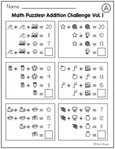 Math Logic Puzzles Addition CHALLENGE Vol. 1