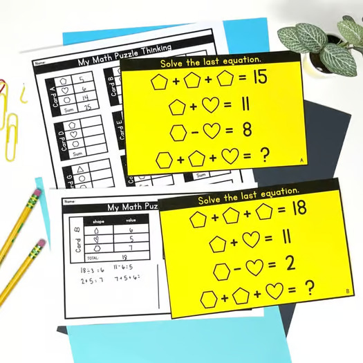 Math Logic Puzzles Set 2: 1st & 2nd Grade Algebraic Thinking & Math Enrichment