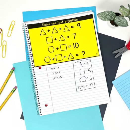 Math Logic Puzzles Set 2: 1st & 2nd Grade Algebraic Thinking & Math Enrichment