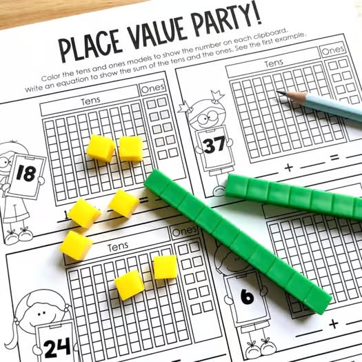Place Value Worksheets and Games - Math Skills Review for First and Second Grade