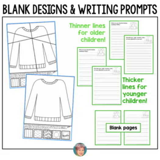 !!Teacher Timesaver!! NO PREP Ugly Holiday Sweater Coloring Pages + Writing