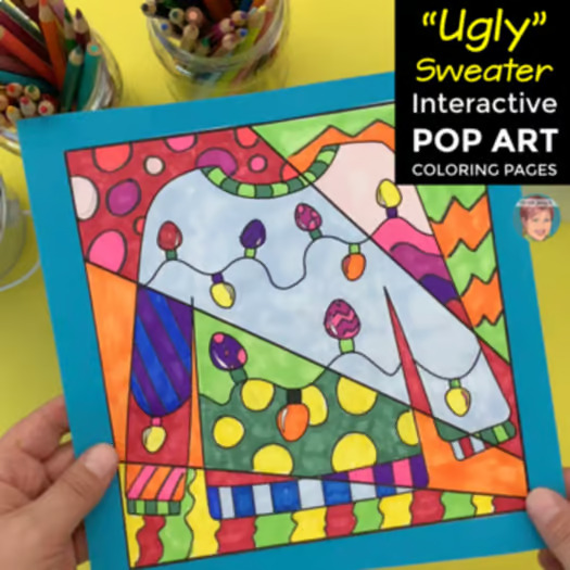 !!Teacher Timesaver!! NO PREP Ugly Holiday Sweater Coloring Pages + Writing