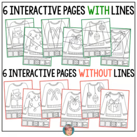 !!Teacher Timesaver!! NO PREP Ugly Holiday Sweater Coloring Pages + Writing