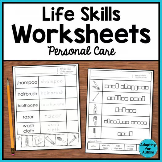 Functional Life Skills Curriculum - Hygiene Cut & Paste Vocabulary Worksheets