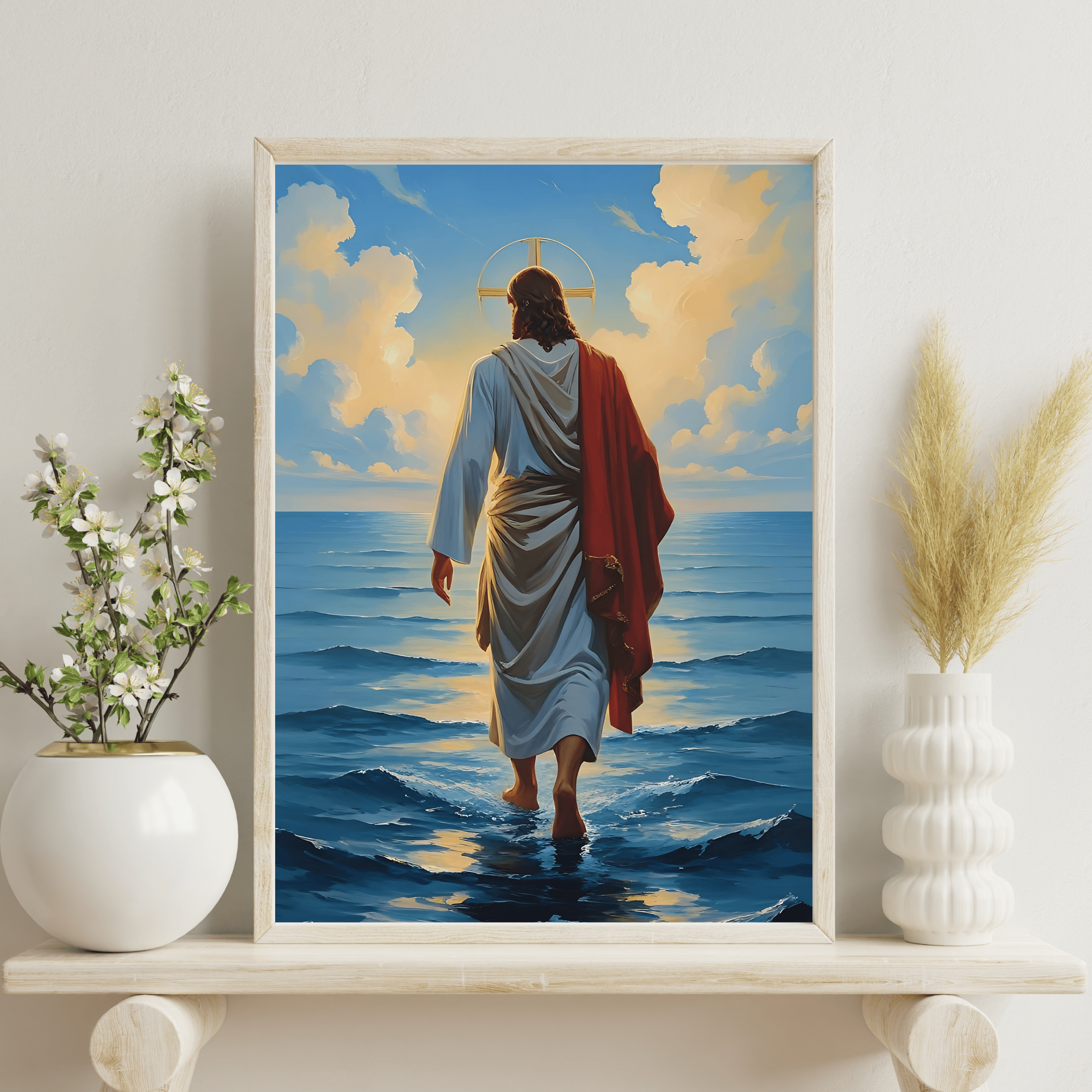 Jesus Christ Walking on Water Wall Art – Christian Watercolor Printable ...