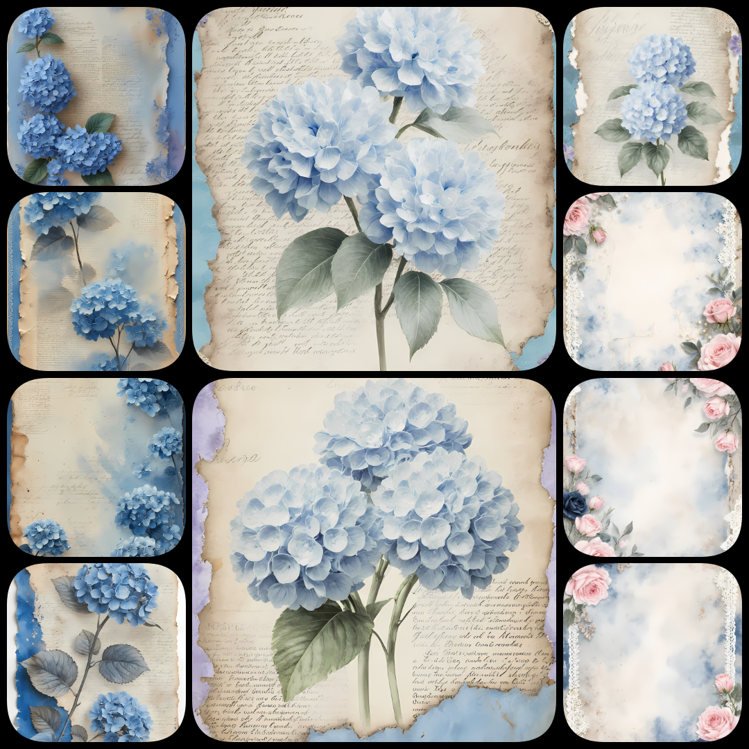 scrapbooking kit, vintage collage kit, shabby chic digital art, blue tones scrapbooking, romantic design pack, digital junk journaling kit, Victorian clipart, vintage stationery art, mixed media digital assets, printable scrapbooking paper, decoupage desi