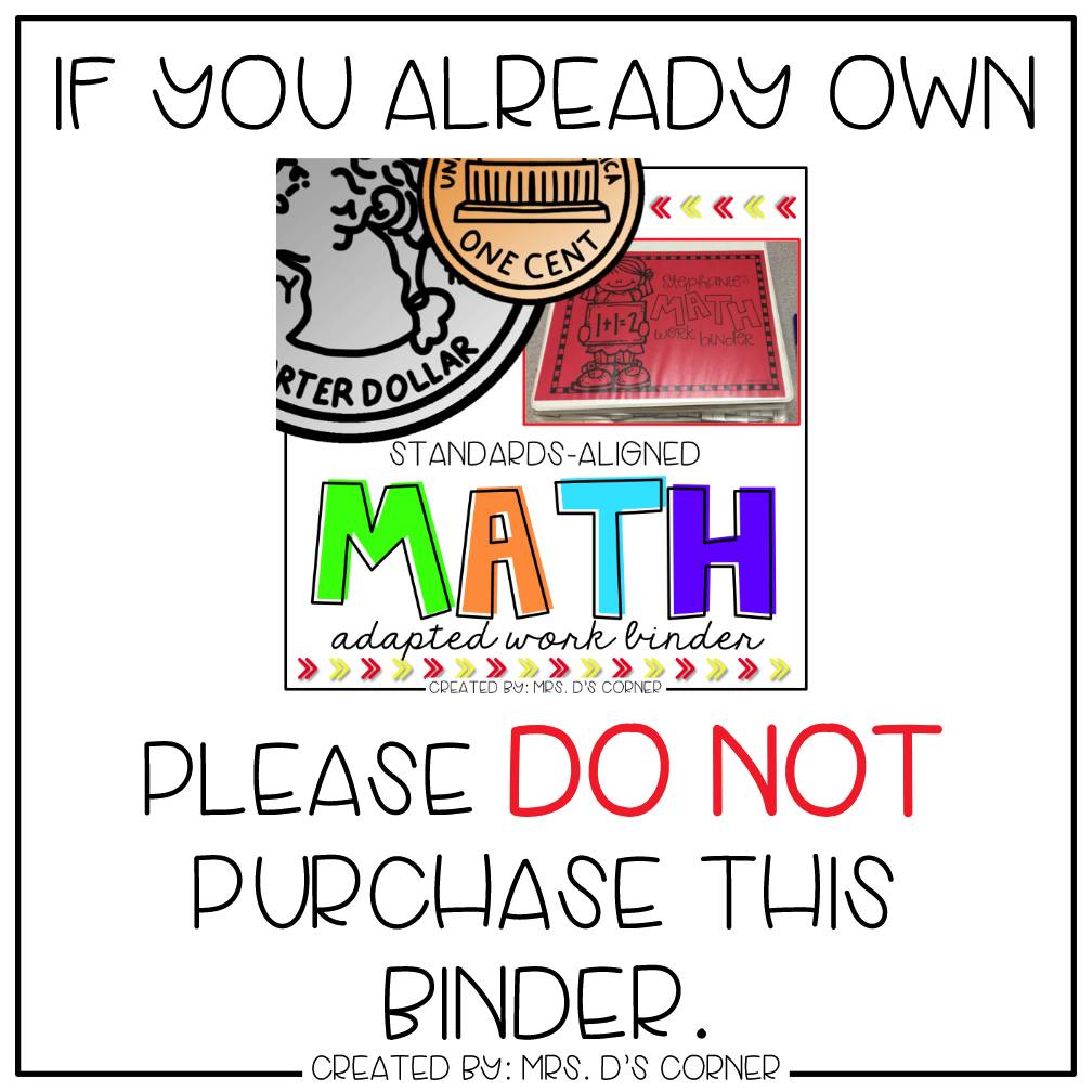 Basic Math Skills Adapted Work Binder® ( for Special Needs )