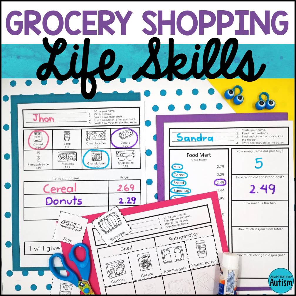 Life Skills Special Education Activities - Grocery Life Skills Math Worksheets