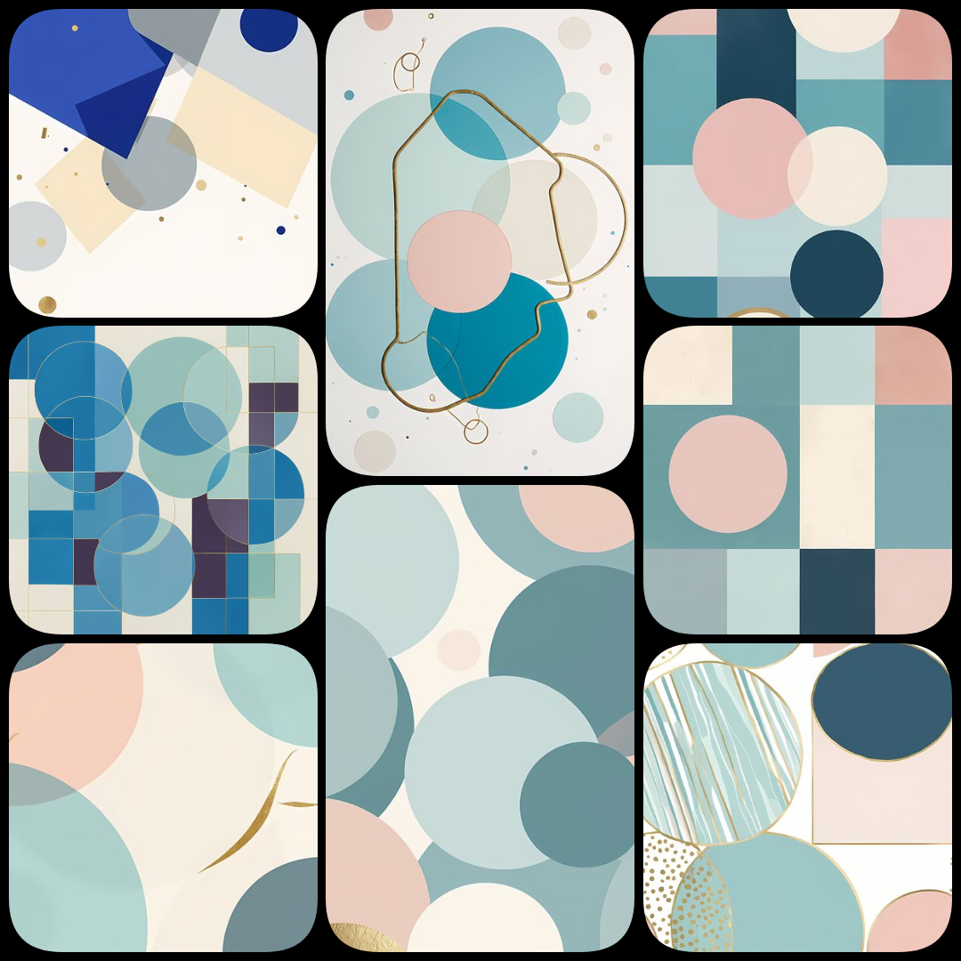An exclusive collection of 70 high-resolution "modern abstract geometric wall art" designs. Featuring geometric shapes, metallic accents, and soothing color tones like blue, gold, and beige, this premium bundle is perfect for modern interiors and minimali