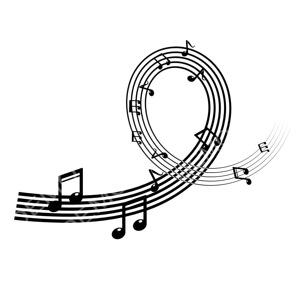 music notes sign, black isolated silhouette