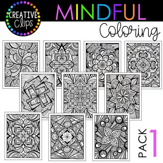 Mindful Coloring Pages: Pack 1 (Coloring Book for Big Kids and Adults)