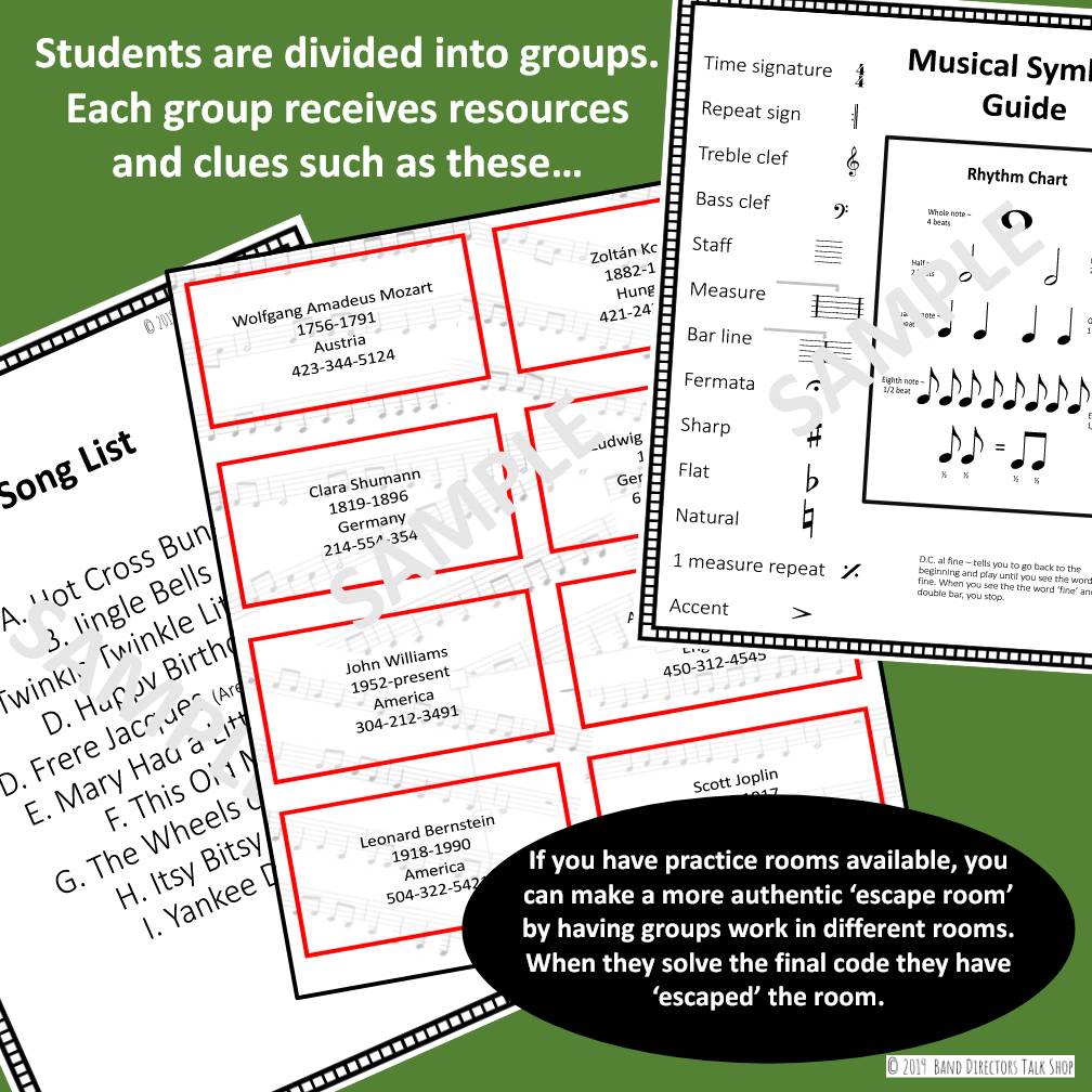 Music Escape Room #1 (Teams use music theory clues to solve codes)