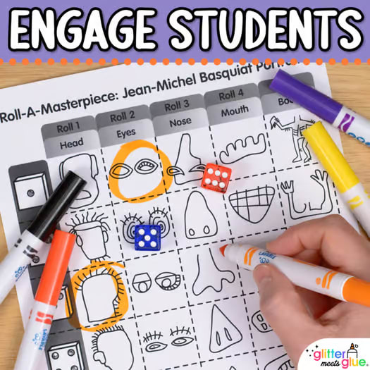 Black History Month Art Project: Jean-Michel Basquiat Portraits & Art Sub Plan