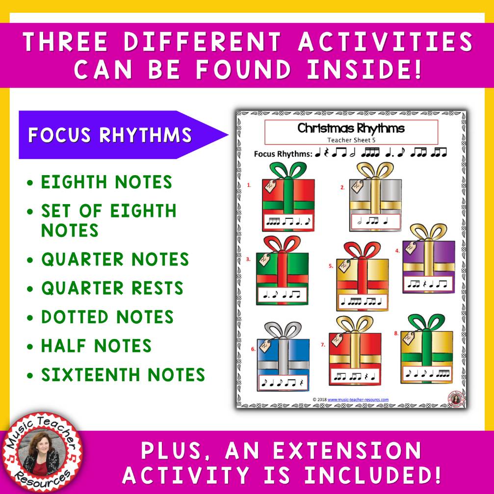 Christmas Music Worksheets - Rhythm and Aural Activities Middle School Music