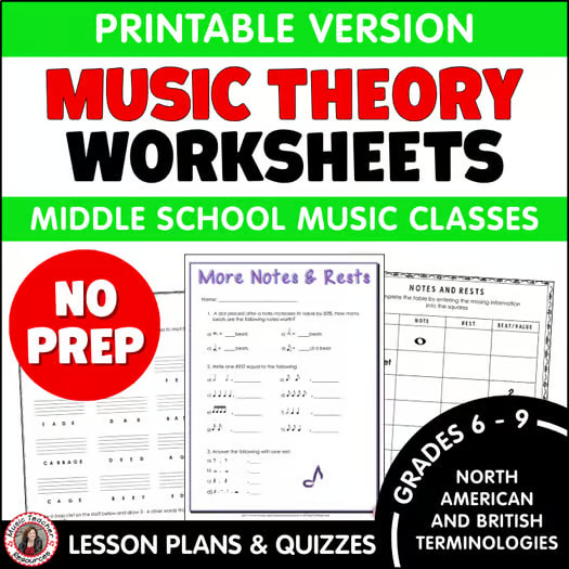 Music Theory Worksheets for Middle School LessonMusic Theory Worksheets for Middle School Lesson Plans - Quizzes - Sub Plans Plans - Quizzes - Sub Plans