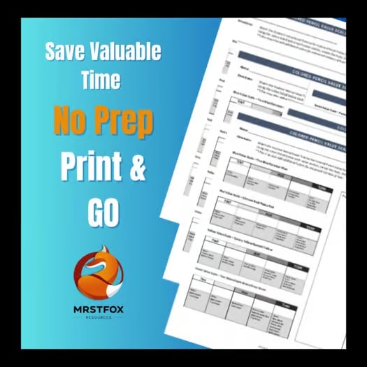 Art Beginner Colored Pencil Value Scales Drawing Middle or High School Art