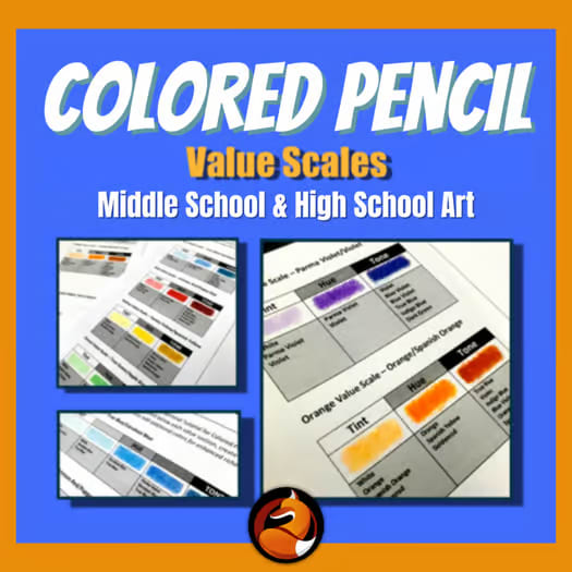 Art Beginner Colored Pencil Value Scales Drawing Middle or High School Art