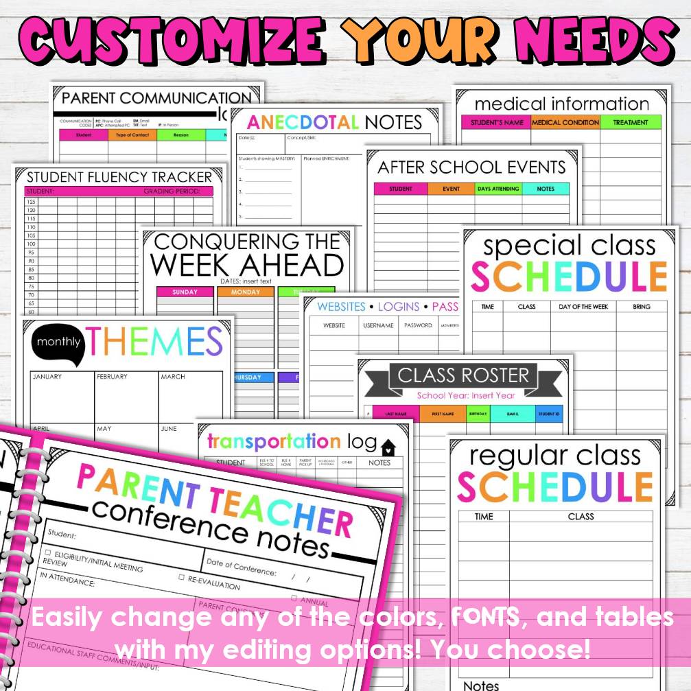 Editable Teacher Planner | Teacher Binder 2025-2026 | Back to School