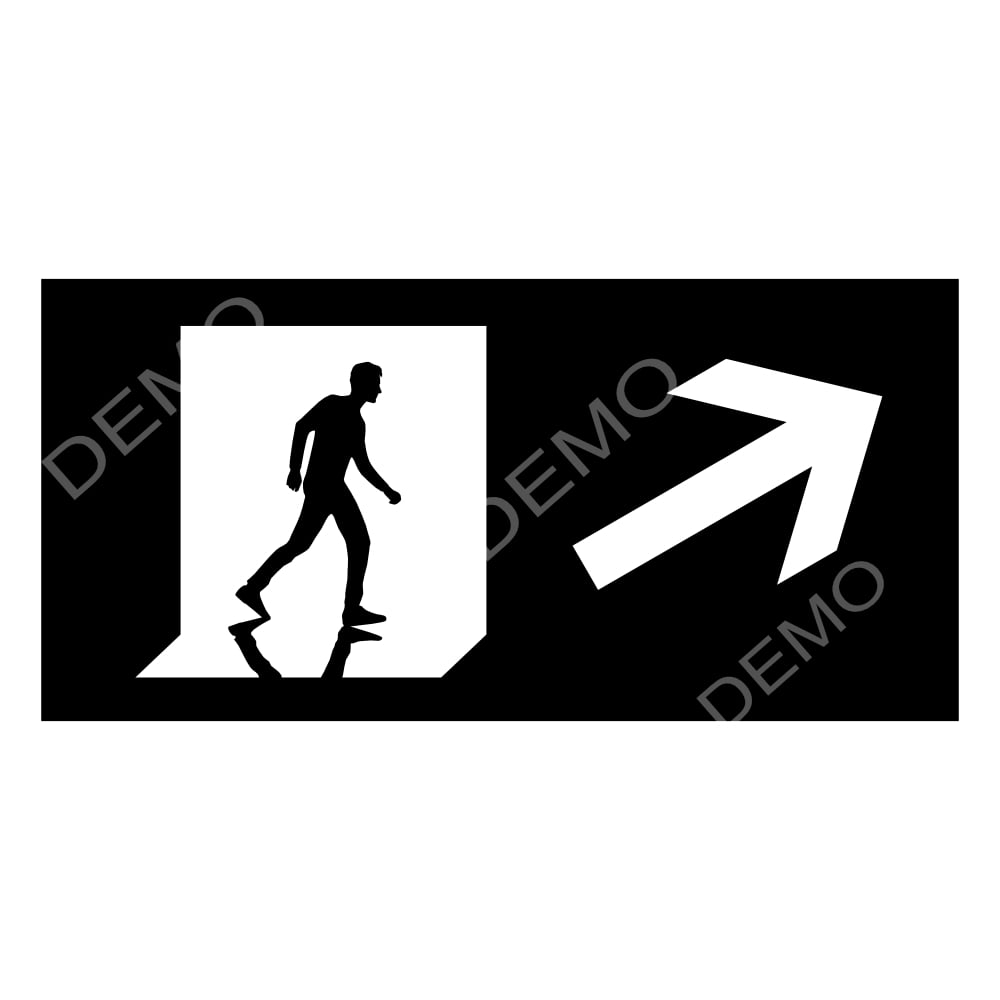 Fire Exit Safety Sign, diagonal arrow up