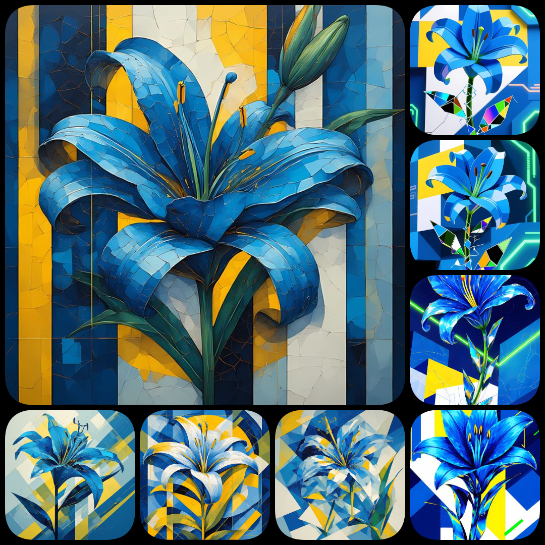 Discover 170 high-resolution blue flower art images in diverse styles including cyberpunk, graffiti, abstract, pop art, and textured oil paintings. Available in multiple sizes and formats for creative use.. blue flower art, high resolution flower images,