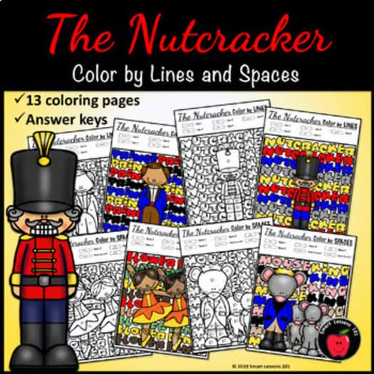 NUTCRACKER COLOR by CODE Christmas Music Activity Note Rhythm Dynamics Tempo
